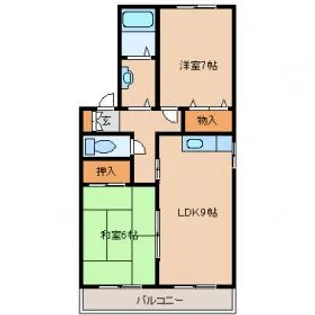 セジュール井上(CN)【202号室】の間取り