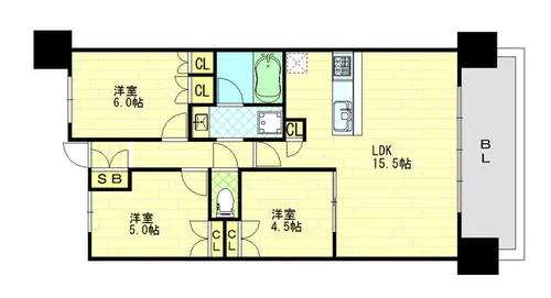 ロジュマンタワー梅田【16階】の間取り