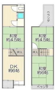 大阪府枚方市新之栄町【テラスハウス】の間取り