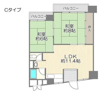 香里コーポ百合【6階】の間取り