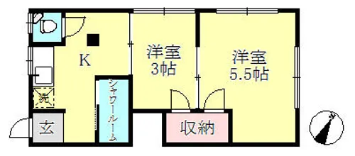 まりも荘【1号室】の間取り