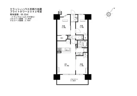 クラッシィハウス京都六地蔵【20階】の間取り
