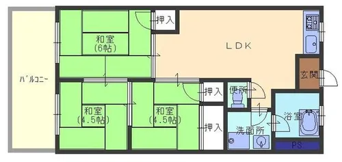 飾磨サンハイツ【4階】の間取り