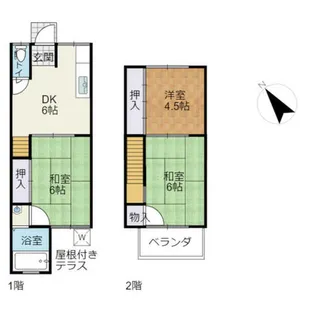 滋賀県草津市平井4丁目【テラスハウス】の間取り