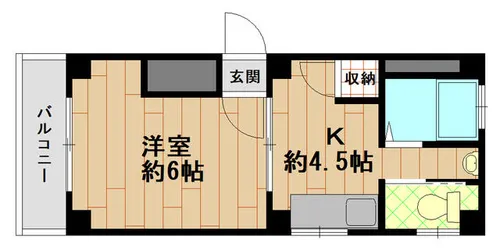 1DKの間取り画像