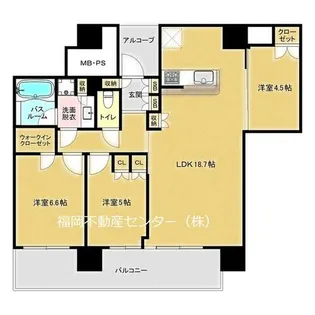 照葉ザ・タワー(14階)【1406号室】の間取り