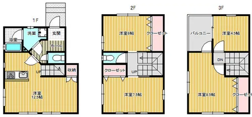 愛知県安城市福釜町蔵前【テラスハウス】の間取り