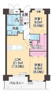 ニューガイアソラーレ安部山公園【2階】の間取り