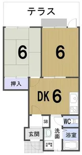 カーサ西の丘【2F号室】の間取り