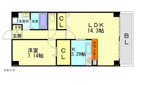 エスヴェール北梅田【10階】の間取り