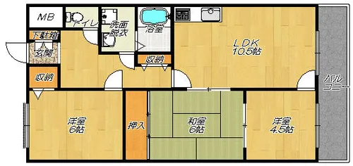 グレース深野【1階】の間取り