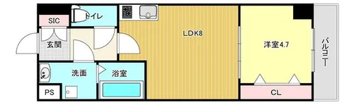 大阪府大阪市生野区桃谷5丁目【マンション】の間取り