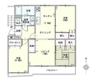 富吉グリーンハイツ5号棟【205号室】の間取り