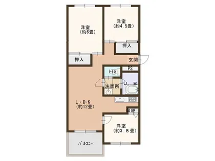 芦屋浜高層(若葉)4-2-431 4階【431号室】の間取り