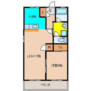 サニーハイツ阿知波【1階】の間取り