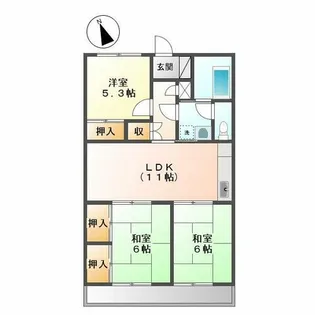 ヴィザージュ南小倉【1階】の間取り