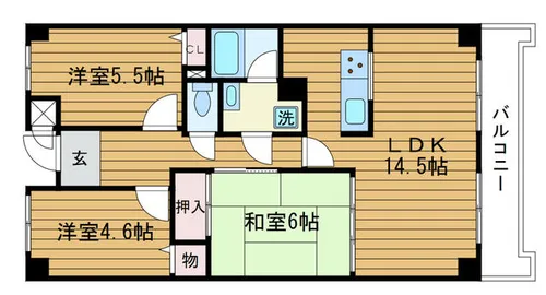 千里山東一番館【5階】の間取り