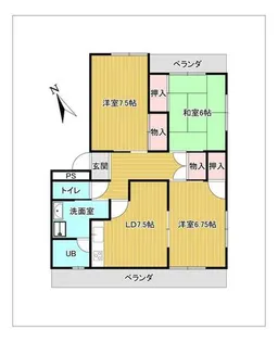 サンリバー倶楽【4C号室】の間取り