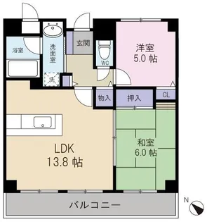 兵庫県芦屋市業平町【マンション】の間取り