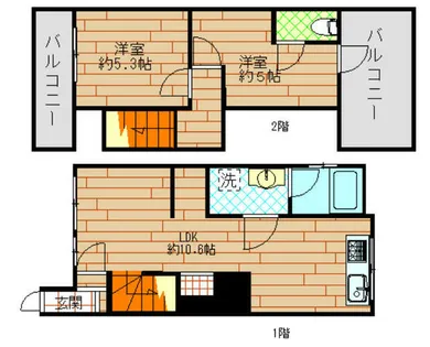 大阪府大阪市此花区酉島2丁目【テラスハウス】の間取り