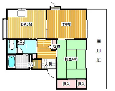 ボヌール若宮【101号室】の間取り