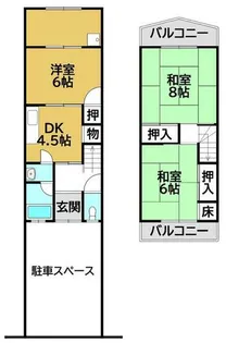 滋賀県近江八幡市中小森町【テラスハウス】の間取り