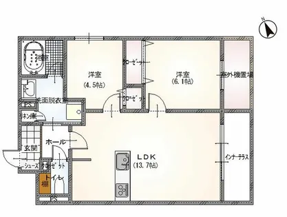 グランディールA&N出町柳【3階】の間取り