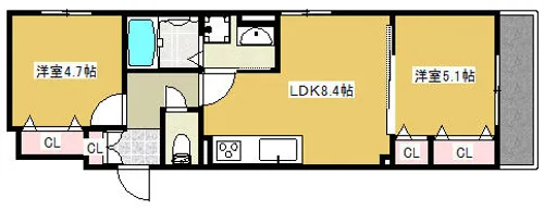 クリエオーレ大池町【203号室】の間取り