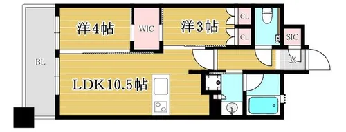クリオ福岡博多ミッドグレイス【10階】の間取り