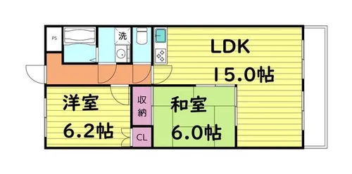 緑橋グリーンハイツ【2階】の間取り