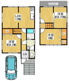 大阪府枚方市長尾元町7丁目【一戸建】の間取り