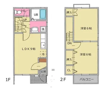 愛知県名古屋市北区城東町7丁目【テラスハウス】の間取り