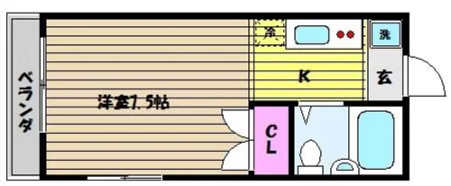 ハイツ石屋川【1階】の間取り