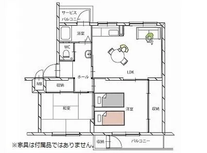 鶴甲コーポ15号館【503号室】の間取り