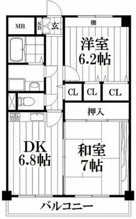 WESTヒルズ新鴻池【2階】の間取り