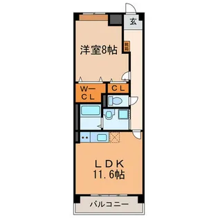 クレモンティーヌ【202号室】の間取り