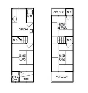 大阪府東大阪市松原1丁目【テラスハウス】の間取り