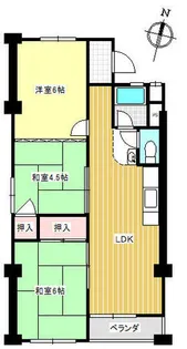 猪子石第3コーポラス【5階】の間取り
