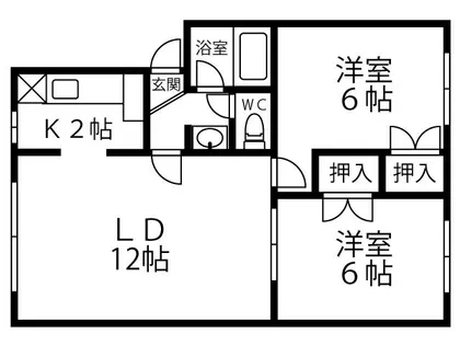 2LDKの間取り画像