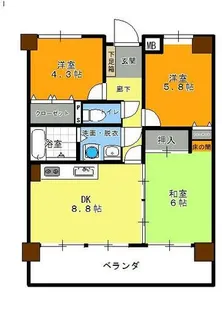 パレス沖田【402号室】の間取り