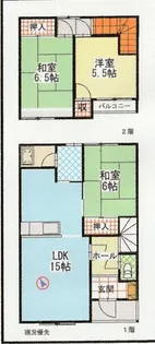 北海道札幌市北区新琴似五条5丁目【テラスハウス】の間取り