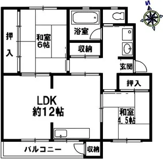 鶴甲コーポ21号館【406号室】の間取り