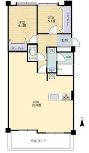 モアグレース岩倉【8階】の間取り