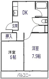 アサヒコーポラス【D3号室】の間取り