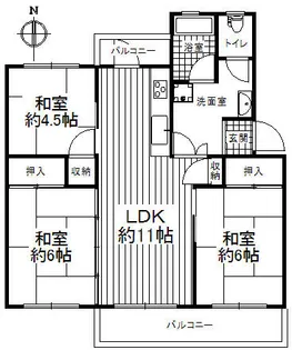 新金岡第六次住宅 八棟【4階】の間取り