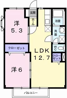 メゾンサンシャイン【2階】の間取り