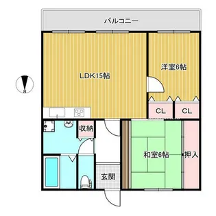兵庫県姫路市広畑区北野町2丁目【マンション】の間取り