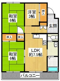 枚方ハイツ3号棟【206号室】の間取り