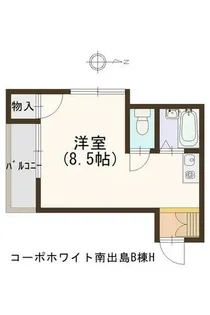 コーポホワイト南出島B棟【H号室】の間取り