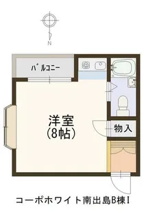 コーポホワイト南出島B棟【I号室】の間取り